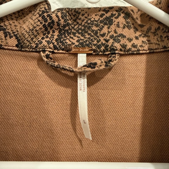 Free People Brown Snake Print Trucker Jacket - Picture 5 of 7